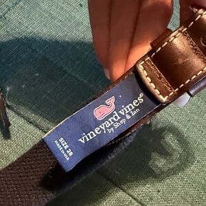 Vineyard Vines Dark Brown Leather Belt with fish Size 26